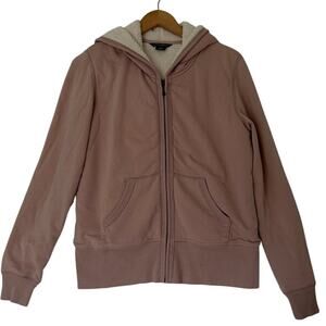 Eddie Bauer Faux Shearling Lined Full Zip Hoodie Size MedP Winter Y2K Streetwear